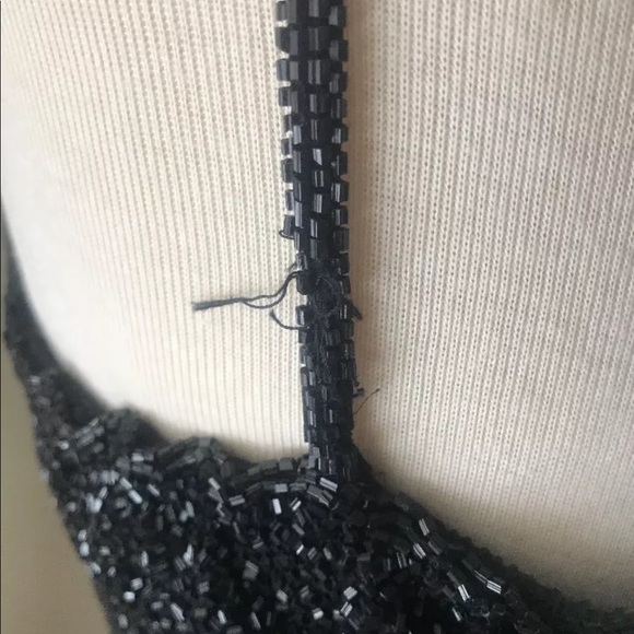 Cache long black beaded evening gown-Medium - Picture 5 of 8